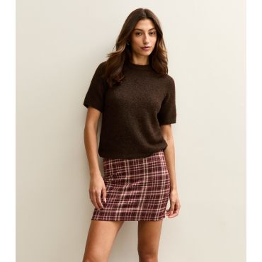 Women's Tall Red Check Tube Mini Skirt New Look