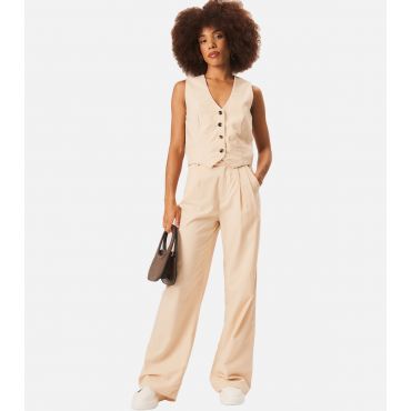 Women's Stone Pleated Tailored Trousers Gini London New Look