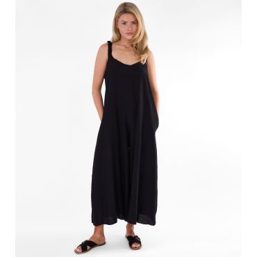 Women's Black Strappy Wide Leg Jumpsuit Gini London New Look