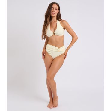 Women's Light Yellow Ring Detail High Waisted Bikini Bottoms Urban Bliss New Look