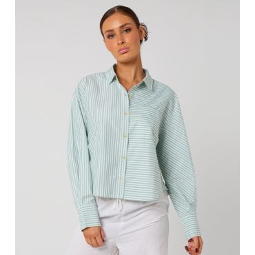 Women's Pinstripe Cropped Shirt Urban Bliss New Look