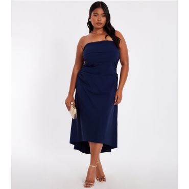 Women's Plus Size Navy Bandeau Midi Dress Curves Quiz New Look