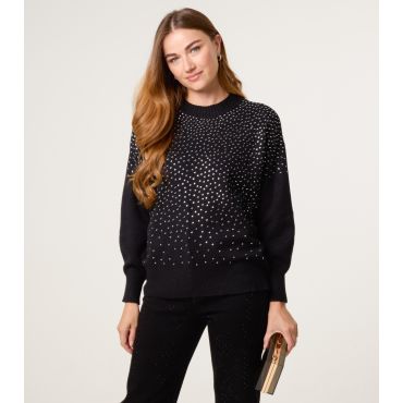 Women's Black Diamanté Embellished Jumper Blue Vanilla New Look