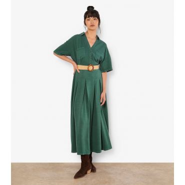 Women's Green Boho Belted Midi Skirt Apricot New Look
