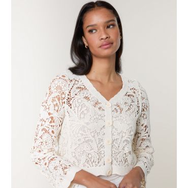 Women's Off White Crochet Knit Cardigan Blue Vanilla New Look