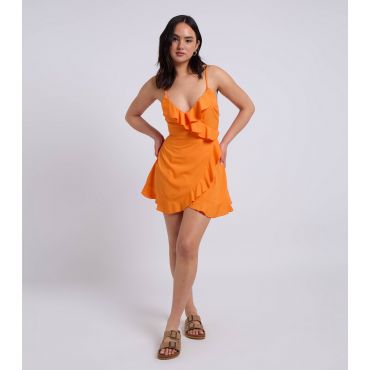 Women's Bright Orange Frill Trim Cami Tea Dress Urban Bliss New Look