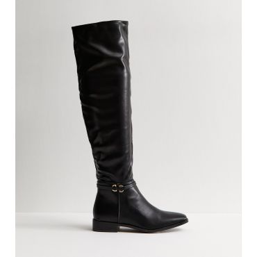 Women's Black Faux Leather Boots Public Desire New Look
