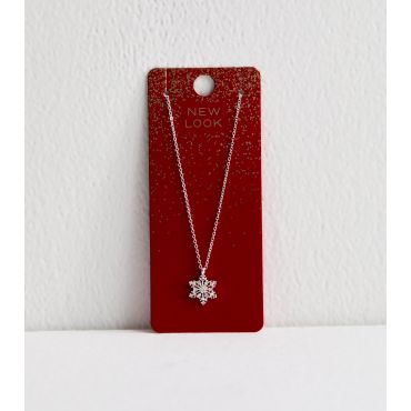 Silver Tone Diamante Snowflake Pendant Necklace New Look