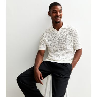 Men's Stone Diamond Open Knit Polo Shirt Only and Sons New Look