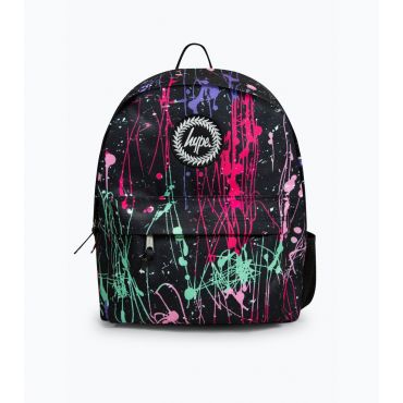 Black Splatter Backpack School HYPE New Look