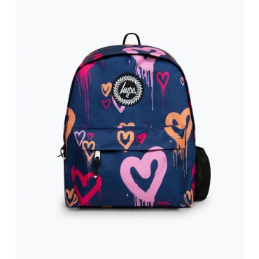 Navy Heart Drips Backpack HYPE New Look