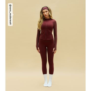 Women's by Zara McDermott Burgundy V-Waist Leggings Rise New Look