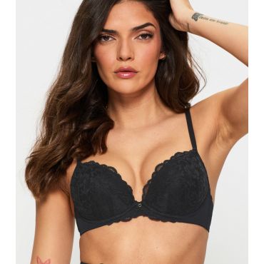Women's Black Lace Padded Plunge Bra Ann Summers New Look