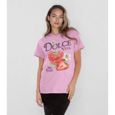 Women's Pink Dolce Vita Strawberry Print T-Shirt Brands In New Look