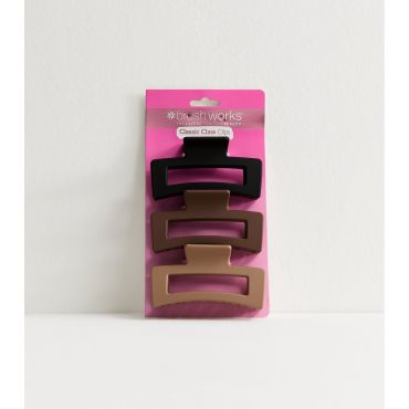 Neutral Square Claw Clips Brushworks New Look