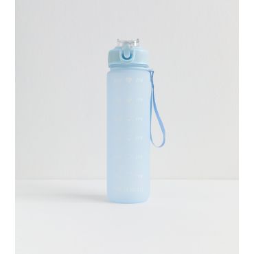 Light Blue Pop Lid Straw 1L Time Marked Water Bottle New Look