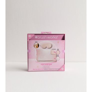 Pink Pillow Case & Eye Mask Cosy Sleep Duo Brushworks New Look