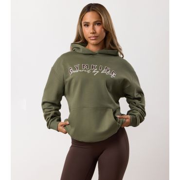 Women's Khaki Powered By Belief Relaxed Fit Hoodie Gym King New Look