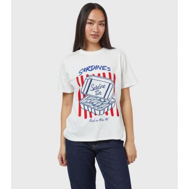 Women's Sardines Tin T-Shirt Custard New Look