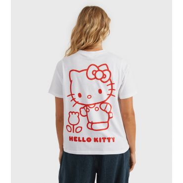 Women's Clothing White Hello Kitty Outline T-Shirt Custard New Look