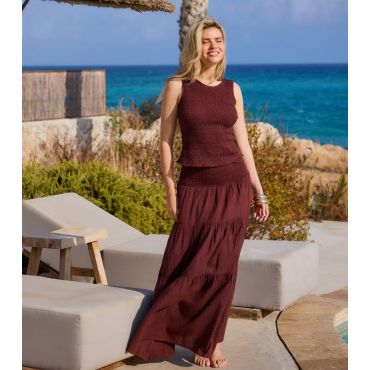Women's Shirred Waist Maxi Skirt South Beach New Look