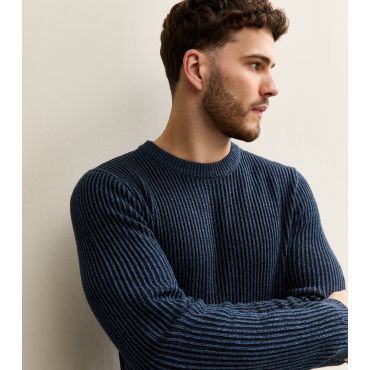 Men's Navy Regular Ribbed Jumper Jack & Jones New Look