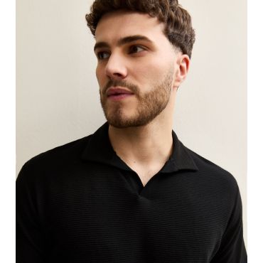 Men's Black Regular Ribbed Polo Shirt Jack & Jones New Look