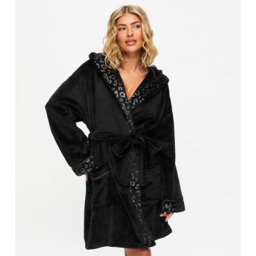 Women's Black Sparkly Fluffy Robe Ann Summers New Look