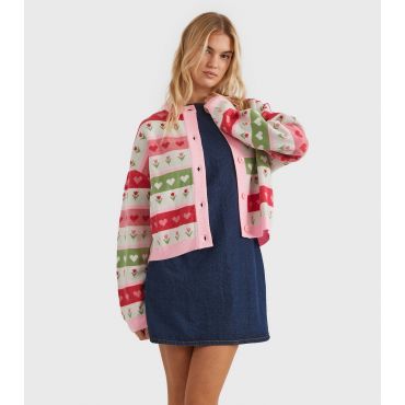 Women's Pink Floral Stripe Knit Cardigan Skinnydip New Look
