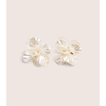Cream Faux Pearl Flower Stud Earrings Public Desire New Look