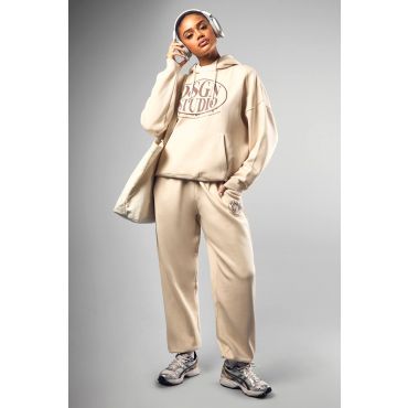 Dsgn Studio Slogan Hooded Tracksuit - Gris Pierre - S, Gris Pierre