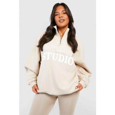"Plus" Sweat-Shirt À Demi-Zip "Plus" Dsgn Studio Script - Gris Pierre - 50, Gris Pierre