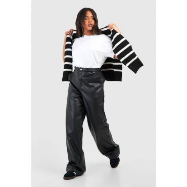 "Plus" Pu Pantalon Droit - Noir - 48, Noir