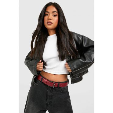 Ceinture Boyfriend Rouge Cerise À Boucle Épaisse - Rouge Bordeaux - One Size, Rouge Bordeaux