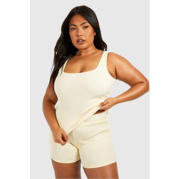 "Plus" Short Boxer Lounge À Côtes - Blanc Cassé - 46, Blanc Cassé