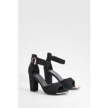 Talons À Bloc En Deux Parties Avec Détail De Boucle, Coupe Large - Noir - 37, Noir