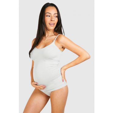 Ensemble De Maternité Sans Couture Pour Allaitement, Camisole Et Culotte - Gris - L, Gris