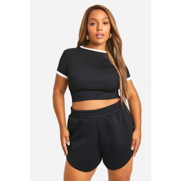 T-Shirt "Plus" Lounge Ringer - Noir - 56, Noir