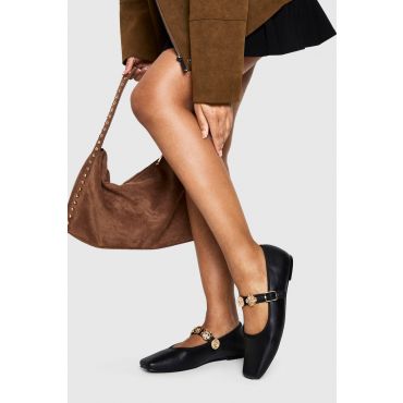 Ballerines Mary Jane Avec Détails De Charme - Noir - 40, Noir
