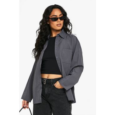 boohoo Femmes Casual Woven Oversized Shirt | Anthracite | Taille: 38