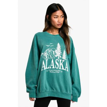 Alaska Slogan Sweatshirt Oversize - Vert Sapin - M, Vert Sapin