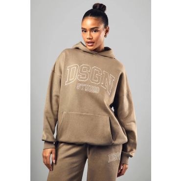 Dsgn Studio Collegiate Sweat À Capuche Oversize Brodé - Vert Kaki - Xs, Vert Kaki