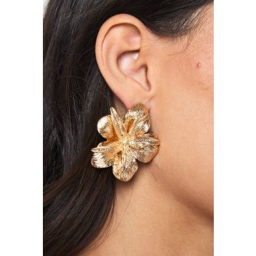 Boucles D'Oreilles Clou À Fleurs Surdimensionnées - Jaune Or - One Size, Jaune Or