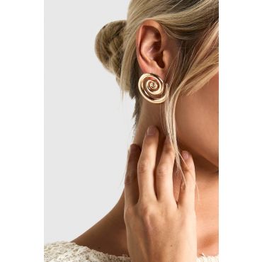 Boucles D'Oreilles À Clous En Spirale - Jaune Or - One Size, Jaune Or
