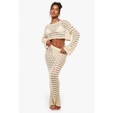 Jupe Maxi De Plage En Crochet - Gris Pierre - M, Gris Pierre