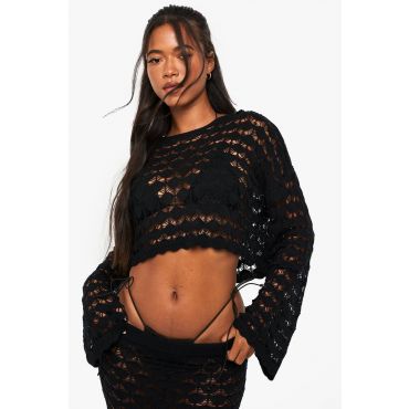 Haut De Plage En Crochet - Noir - L, Noir
