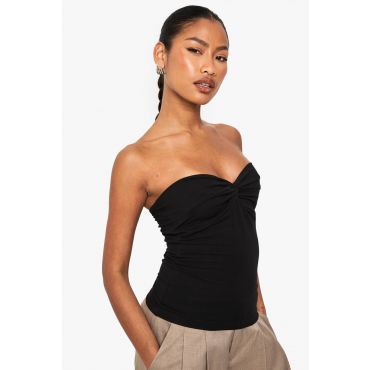 boohoo Femmes Twist Front Bandeau Top | Noir | Taille: 38