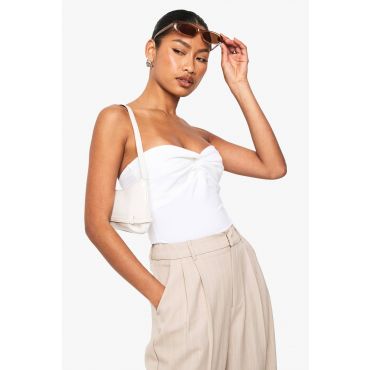 boohoo Femmes Top Bandeau Twist Avant | Blanc | Taille: 44