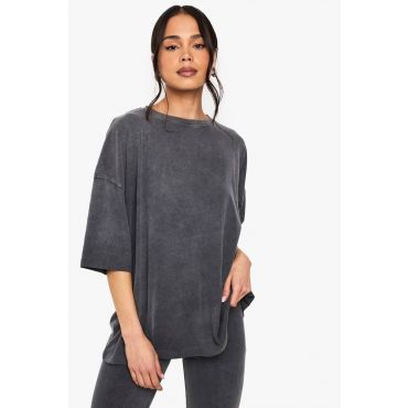 boohoo Femmes Acid Wash Oversized Tshrit | Anthracite | Taille: 36