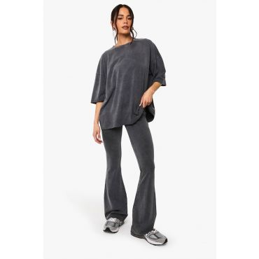 boohoo Femmes Acid Wash Legging Évase | Anthracite | Taille: 42